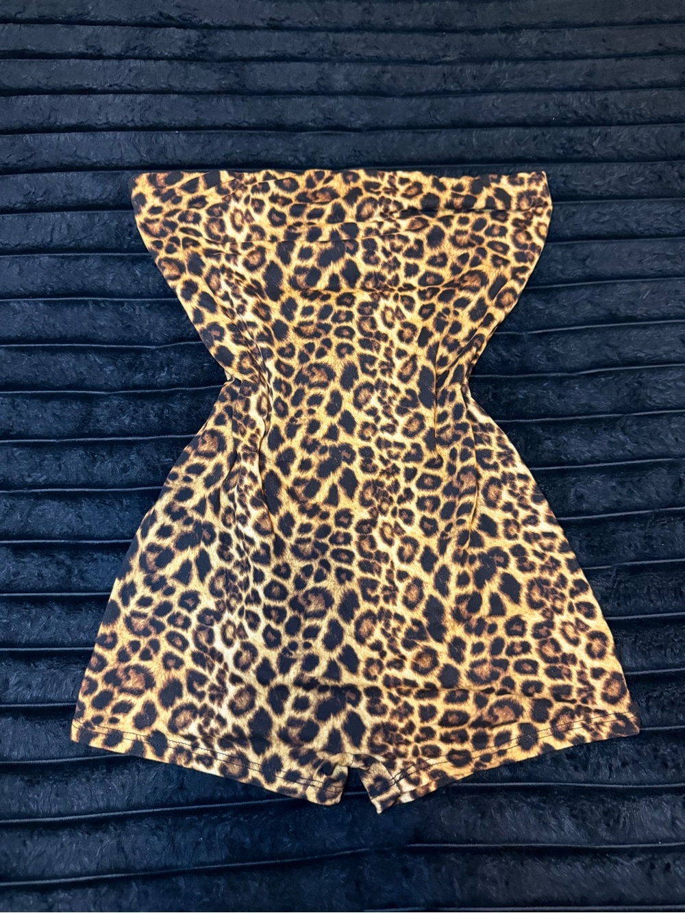 Fashion Nova Leopard Print Strapless Romper